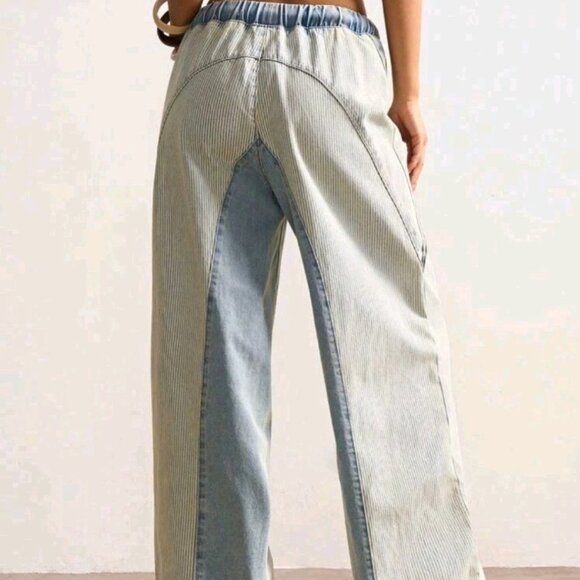 Bohemela Striped Pull-on Wide Leg Jeans NWT XL/12 Amazing Jeans - Picture 3 of 10